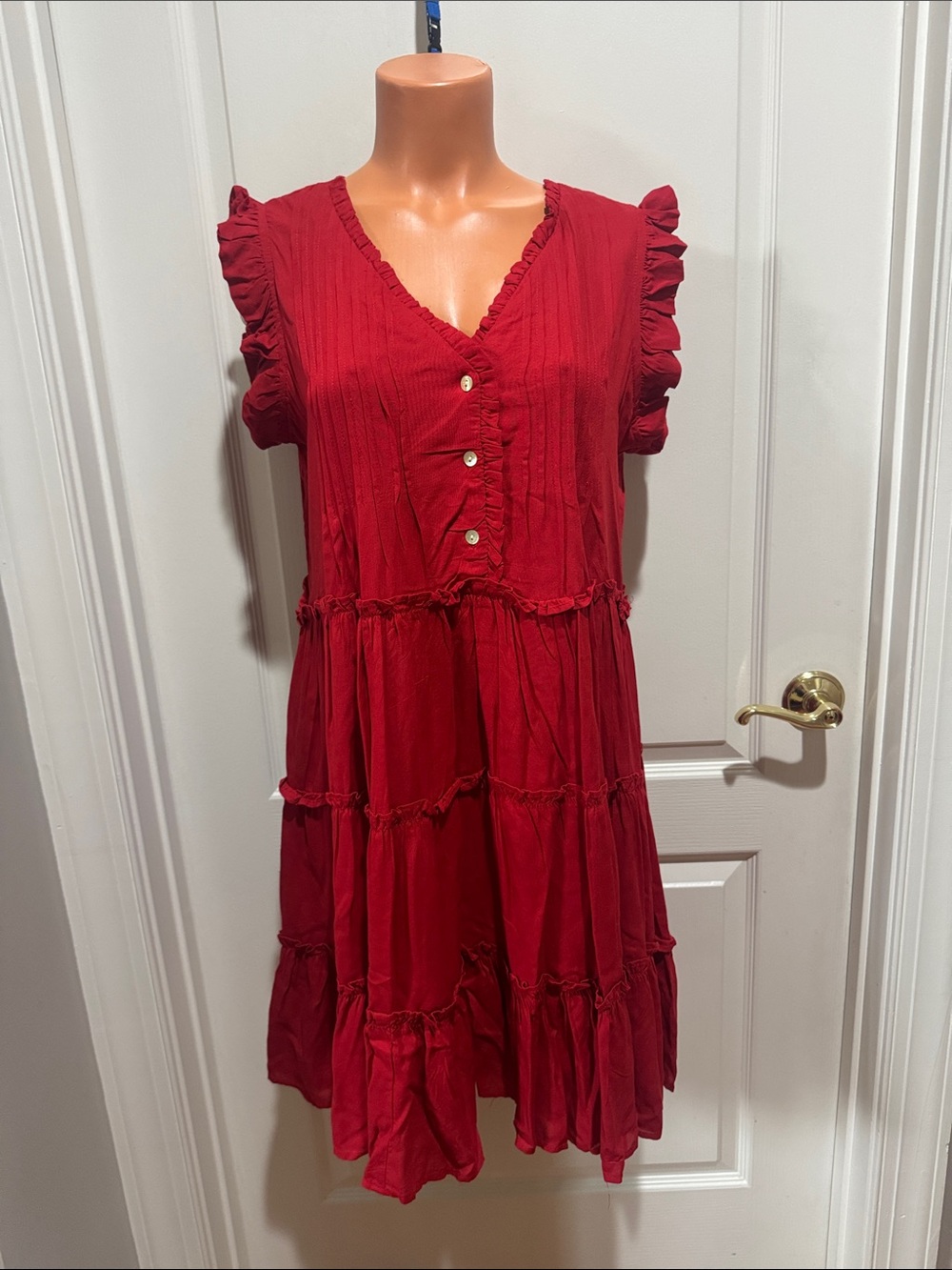 DIA Everything But Water Red Tiered Sleeveless Babydoll Dress L Large $88 NWT KL
